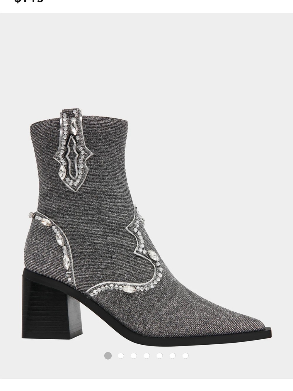 Betsy Johnson Embellished Grey Ankle Boot with Block Heel brand new